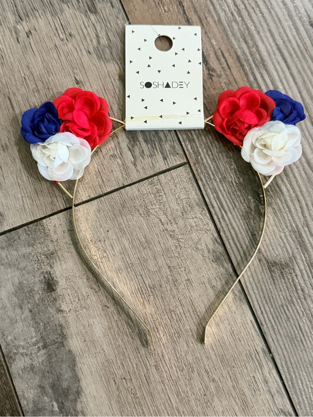 Clarks Floral Cat Ear Headband - Red, Blue & White Flowers